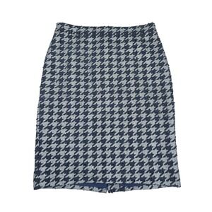 Ann Taylor Petite Houndstooth‎ Skirt Women's 0P Career Tweed Navy Blue